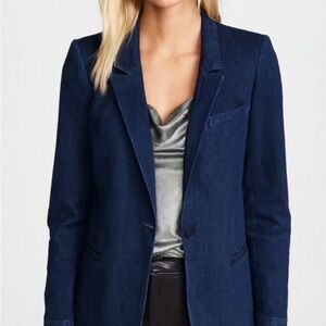 Forte Forte Button Front Dark Wash Blue Denim Blazer Jacket Size M